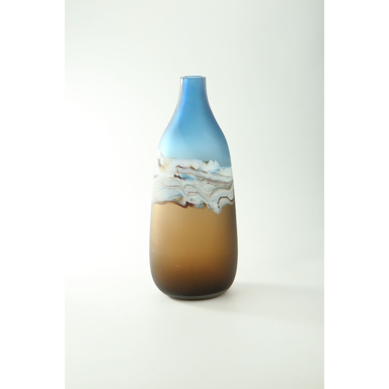 CC Home Furnishings Ombre Hand Blown Glass Vase - 17.5" - Brown and Blue